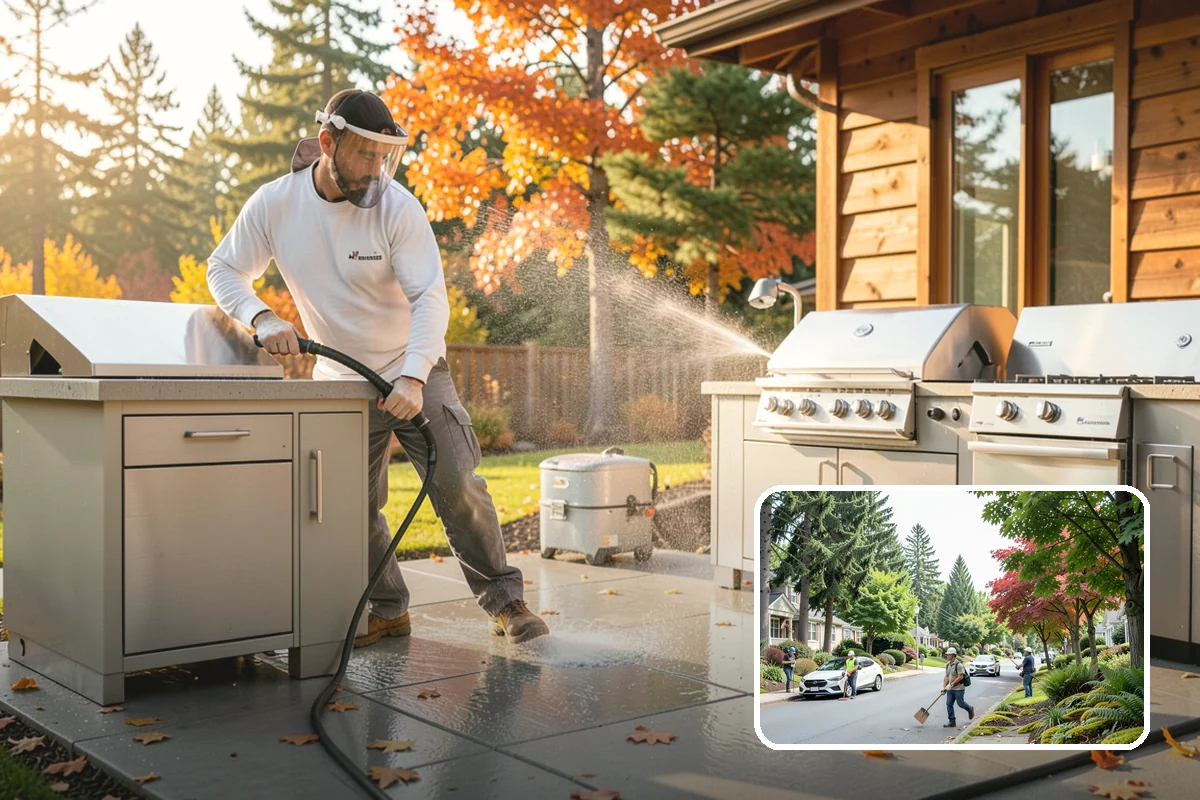 Concrete Driveway Cleaning in Beaux Arts Village, King County, WA - Draws ingrained dirt out of porous concrete pores