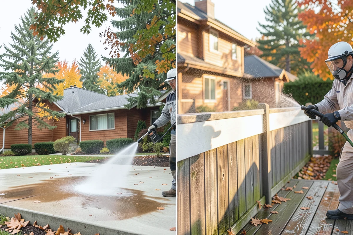 Concrete Driveway Cleaning in Beaux Arts Village, King County, WA - Clear the surface and spot-treat stains and growth