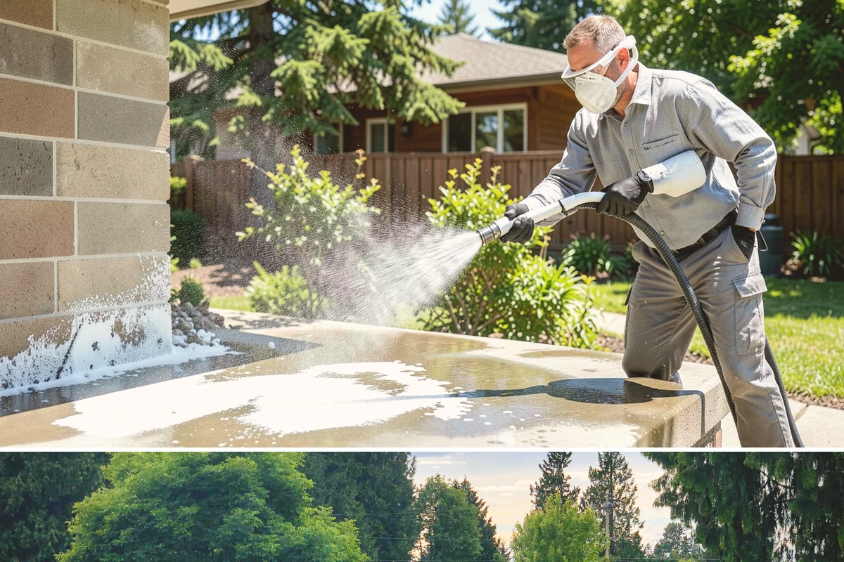 Concrete Driveway Cleaning in Bonney Lake, Pierce County, WA - Clean concrete driveways in dry weather so the surface can dry evenly before sealing or reuse.