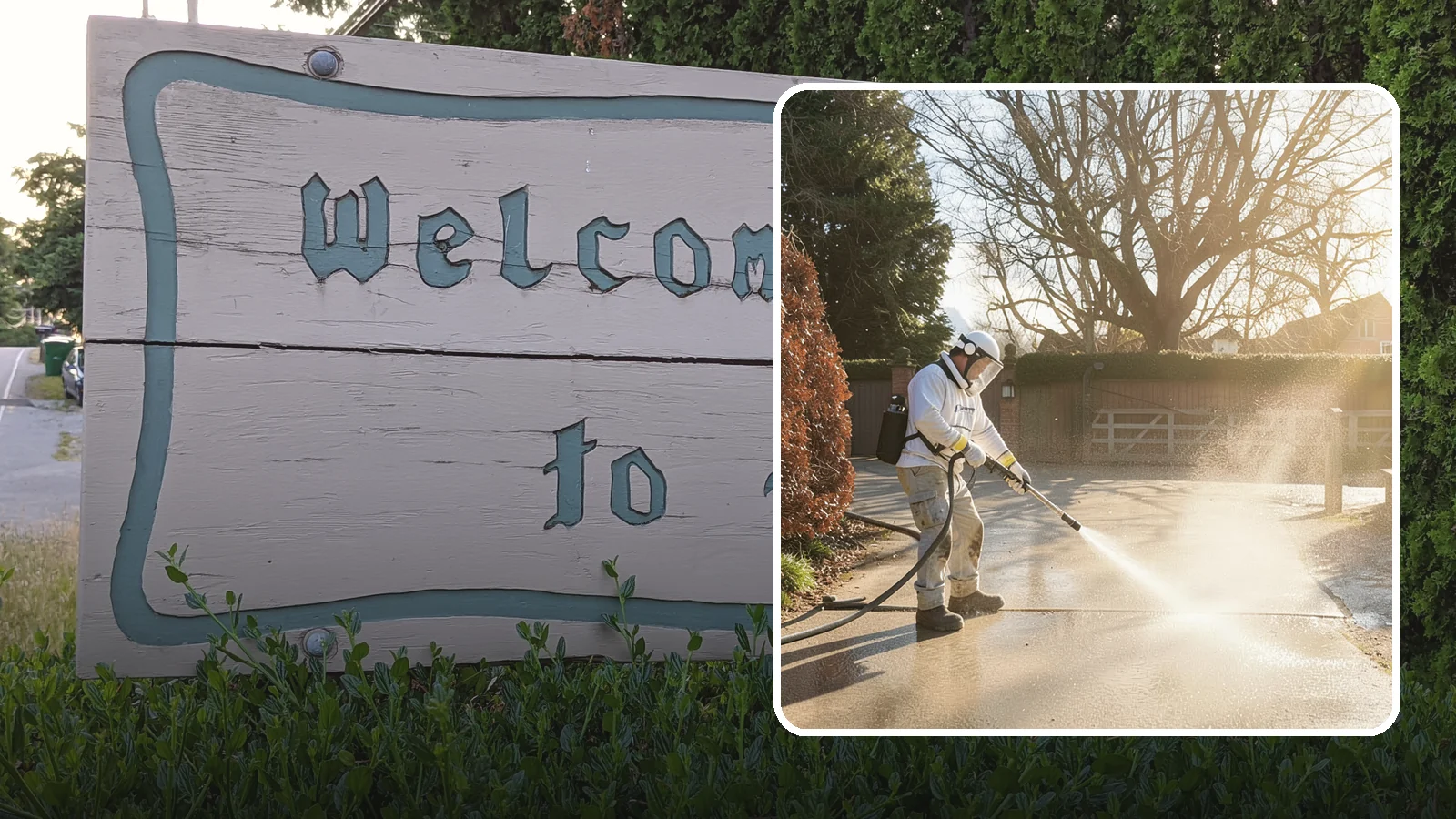 Concrete Driveway Cleaning in Brier, Snohomish County, WA - Deep cleaning for poured concrete driveways that lifts ingrained dirt and biological growth from the porous surface.