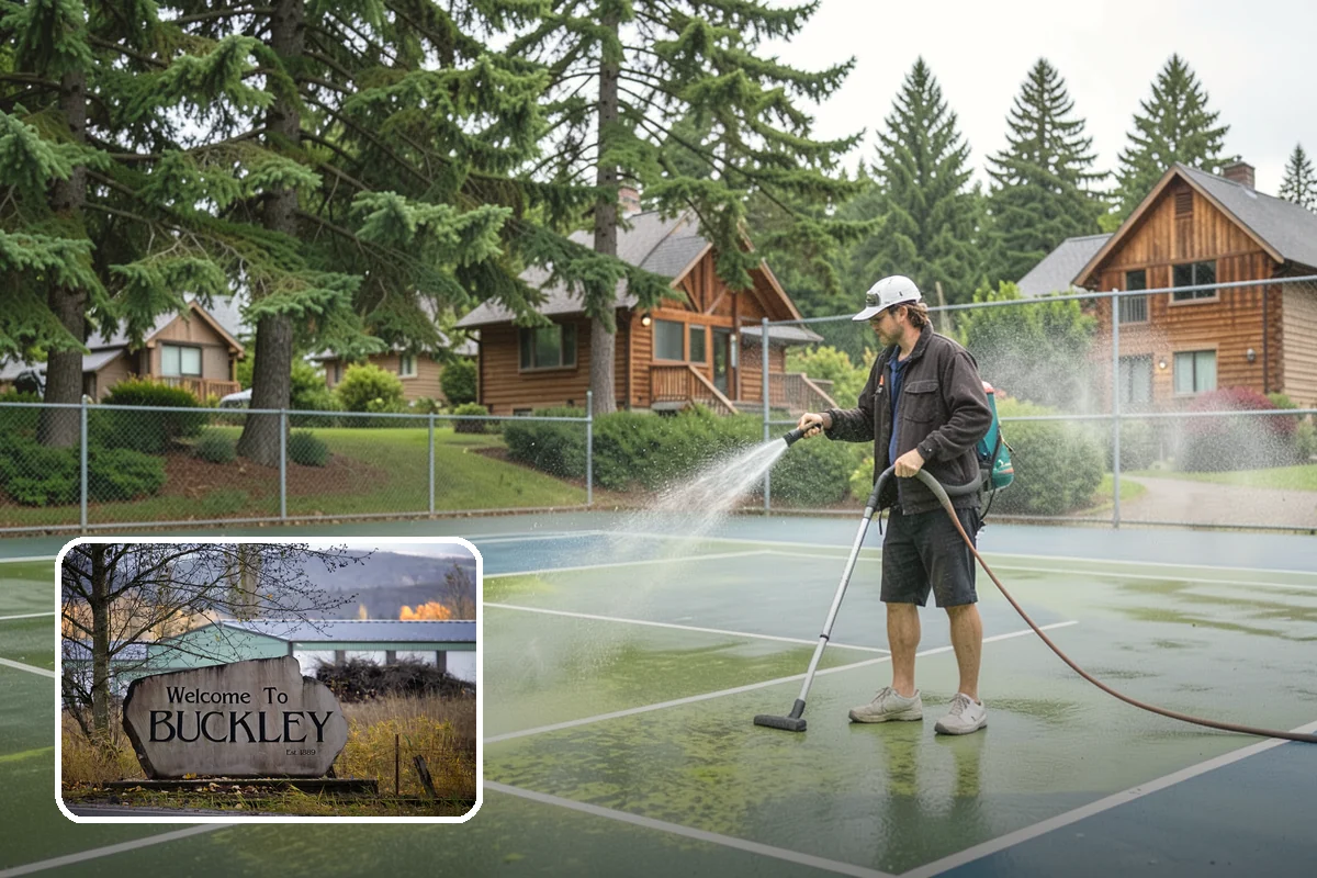 Concrete Driveway Cleaning in Buckley, Pierce County, WA - Draws ingrained dirt out of porous concrete pores
