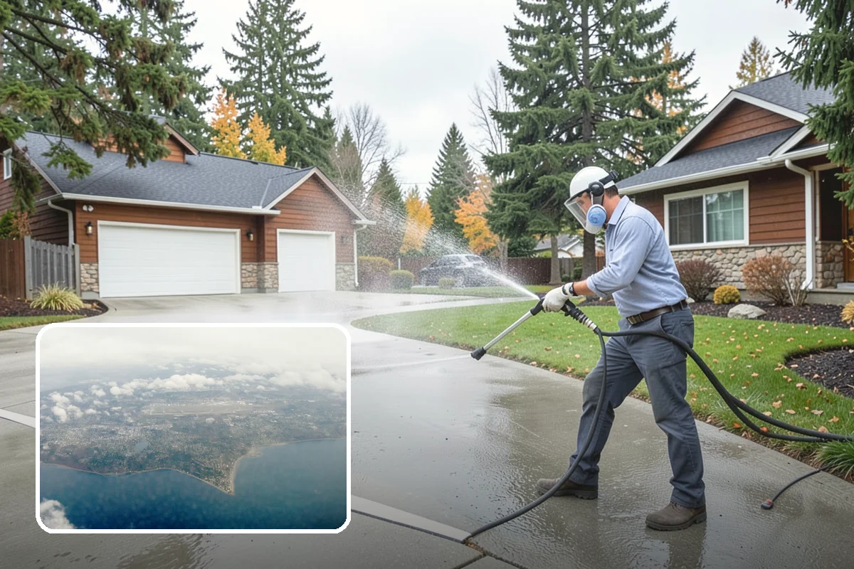 Concrete Driveway Cleaning in Burien, King County, WA - Draws ingrained dirt out of porous concrete pores