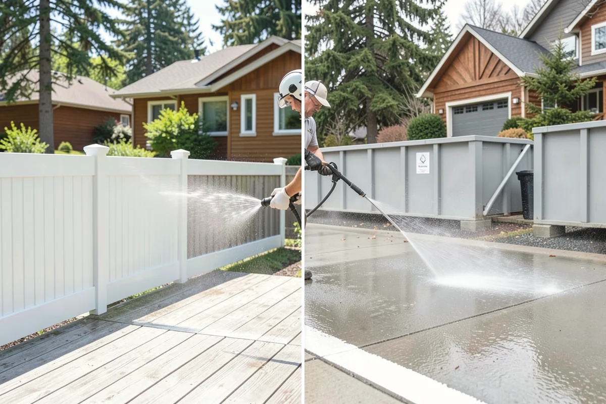 Concrete Driveway Cleaning in Burien, King County, WA - Clear the surface and spot-treat stains and growth