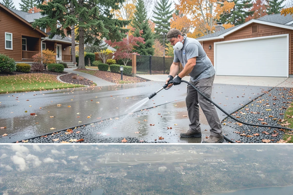 Concrete Driveway Cleaning in Burien, King County, WA - Clean concrete driveways in dry weather so the surface can dry evenly before sealing or reuse.