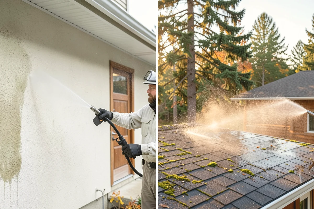 Concrete Driveway Cleaning in Carbonado, Pierce County, WA - Clear the surface and spot-treat stains and growth