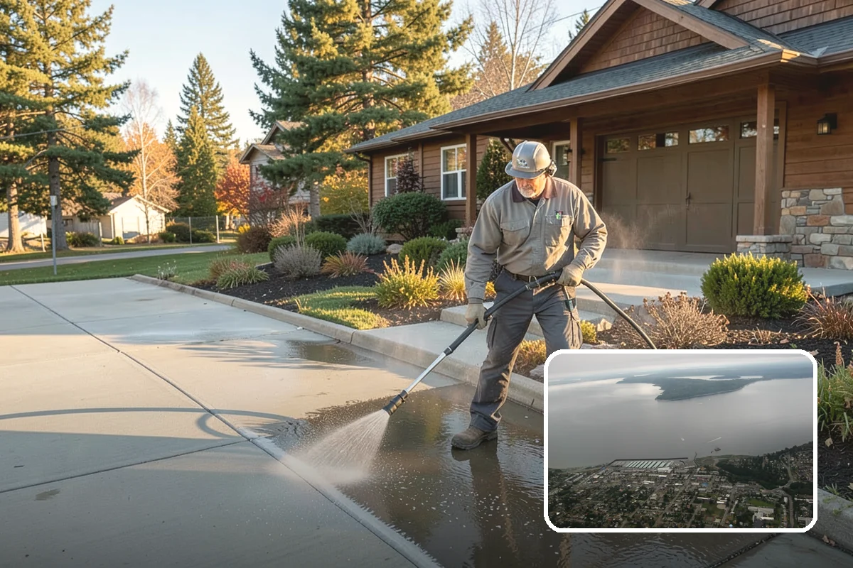 Concrete Driveway Cleaning in Des Moines, King County, WA - Draws ingrained dirt out of porous concrete pores