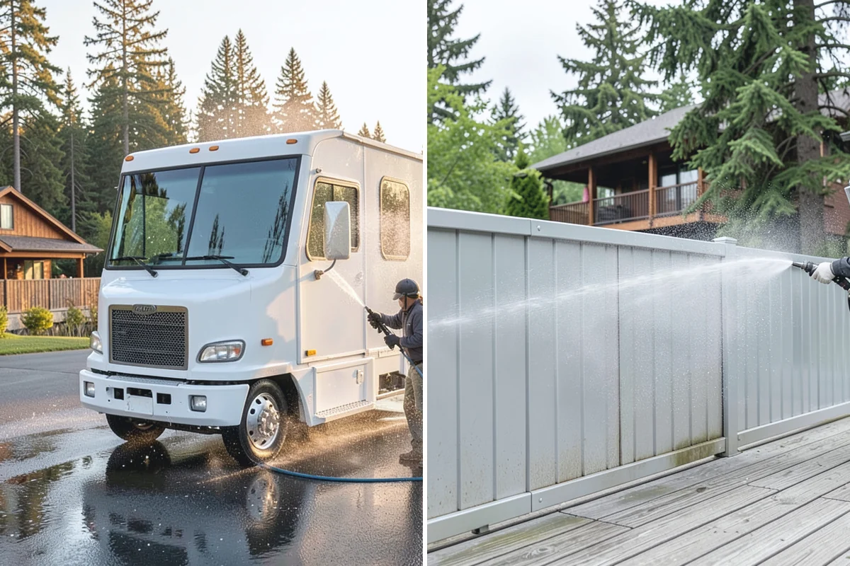 Concrete Driveway Cleaning in Des Moines, King County, WA - Clear the surface and spot-treat stains and growth