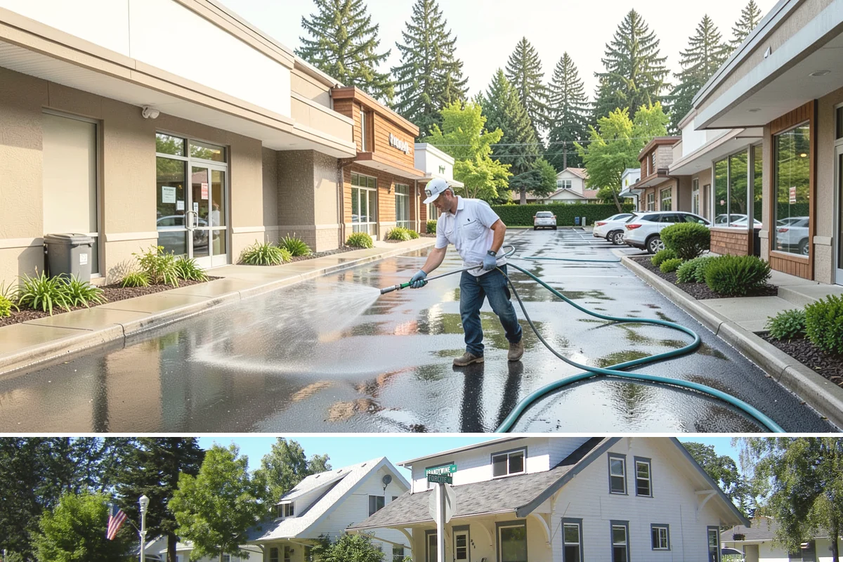 Concrete Driveway Cleaning in DuPont, Pierce County, WA - Clean concrete driveways in dry weather so the surface can dry evenly before sealing or reuse.