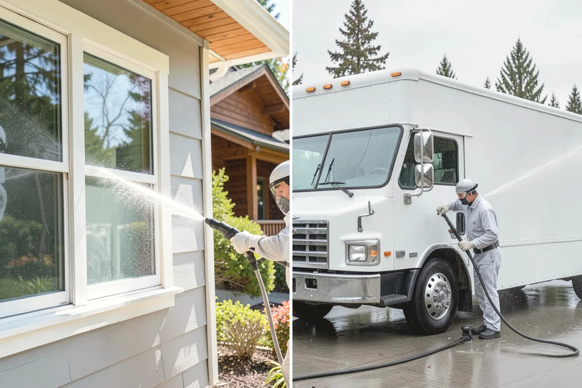 Concrete Driveway Cleaning in Duvall, King County, WA - Clear the surface and spot-treat stains and growth