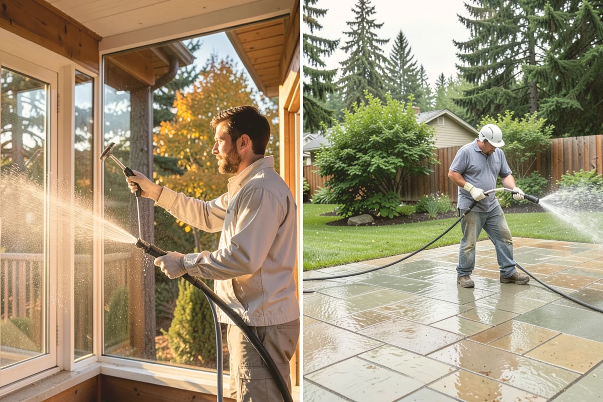 Concrete Driveway Cleaning in Edmonds, Snohomish County, WA - Clear the surface and spot-treat stains and growth