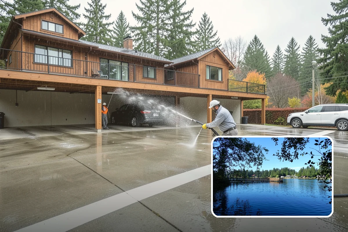 Concrete Driveway Cleaning in Federal Way, King County, WA - Draws ingrained dirt out of porous concrete pores