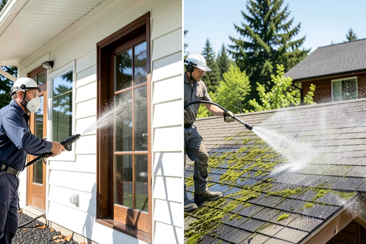 Concrete Driveway Cleaning in Federal Way, King County, WA - Clear the surface and spot-treat stains and growth
