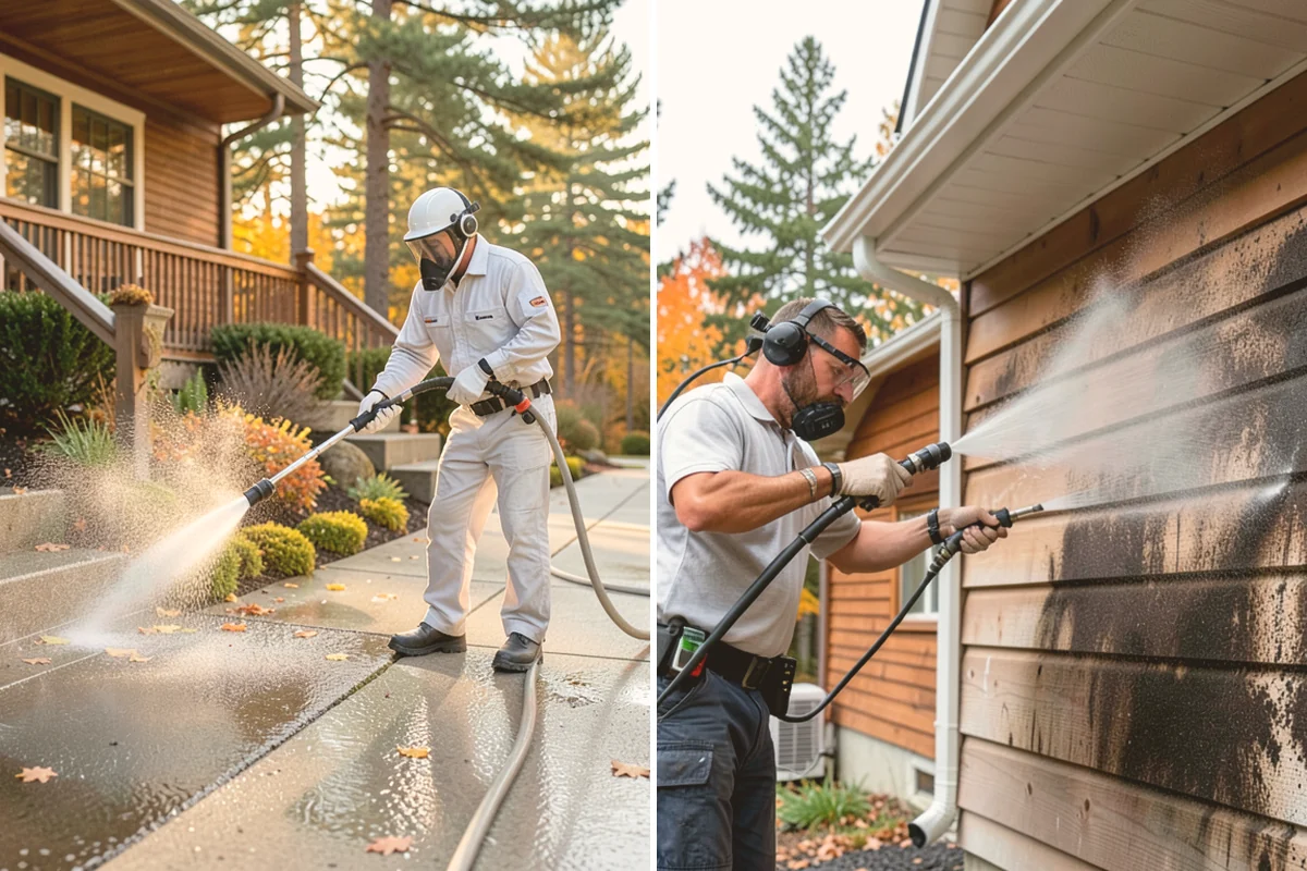 Concrete Driveway Cleaning in Fife, Pierce County, WA - Clear the surface and spot-treat stains and growth