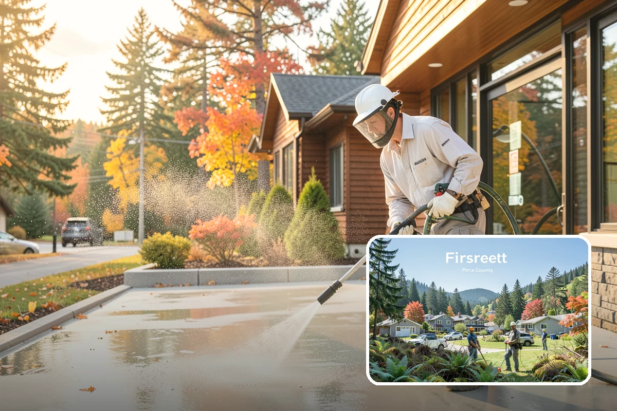 Concrete Driveway Cleaning in Fircrest, Pierce County, WA - Draws ingrained dirt out of porous concrete pores
