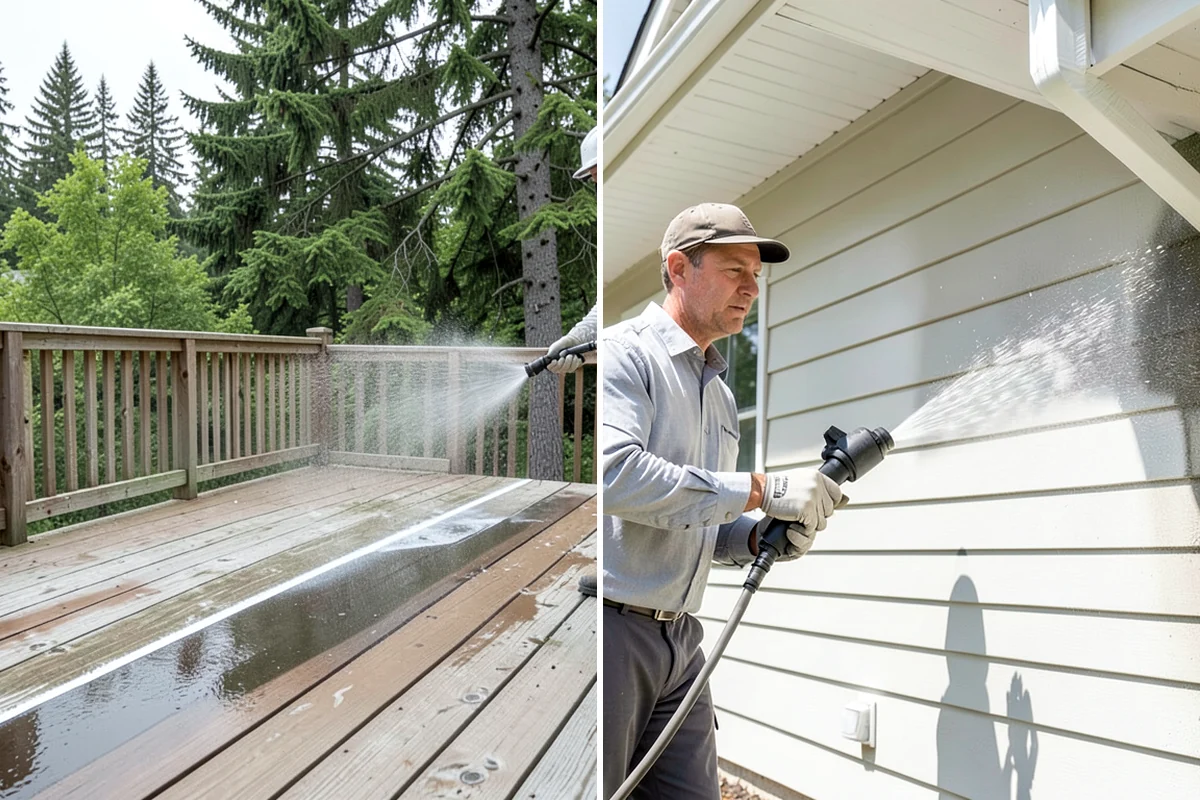 Concrete Driveway Cleaning in Hunts Point, King County, WA - Clear the surface and spot-treat stains and growth