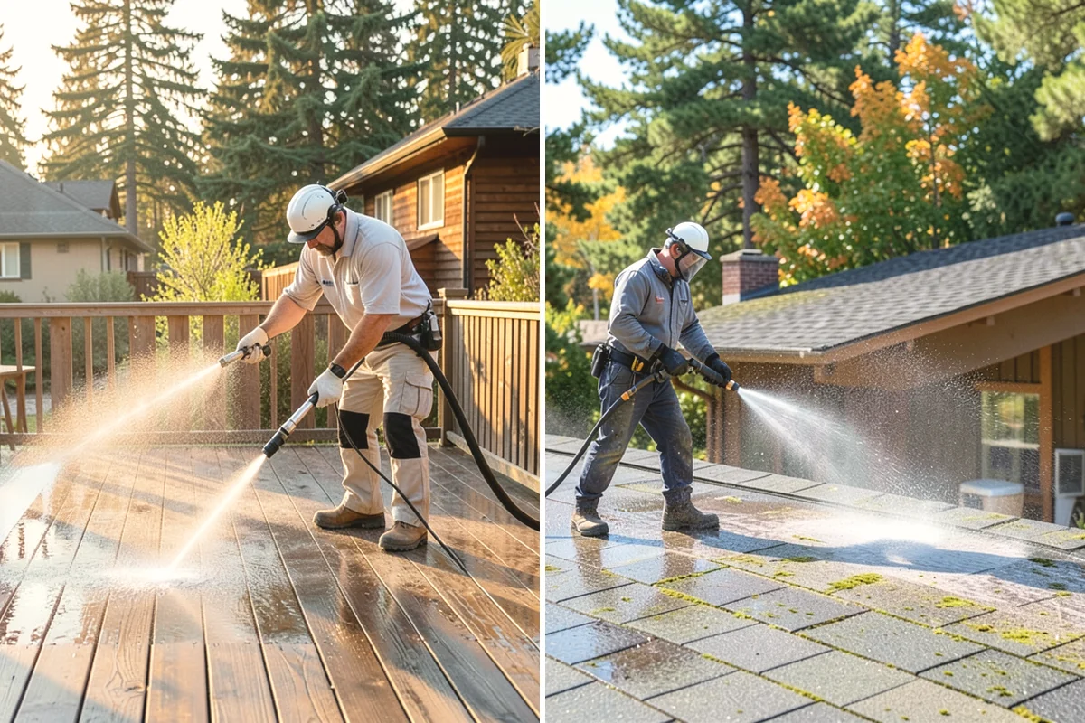 Concrete Driveway Cleaning in Issaquah, King County, WA - Clear the surface and spot-treat stains and growth
