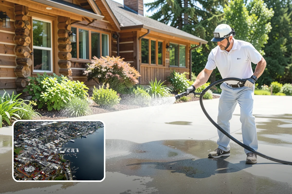 Concrete Driveway Cleaning in Kirkland, King County, WA - Draws ingrained dirt out of porous concrete pores