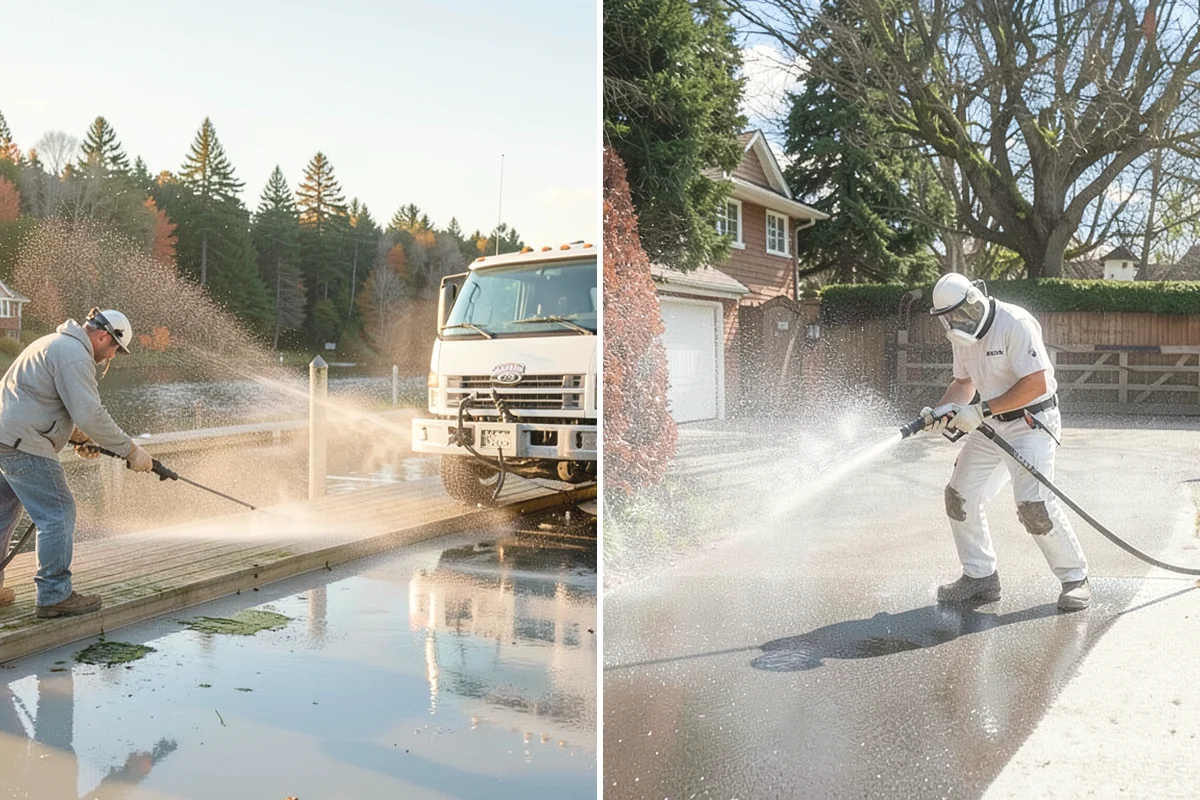 Concrete Driveway Cleaning in La Conner, Skagit County, WA - Clear the surface and spot-treat stains and growth