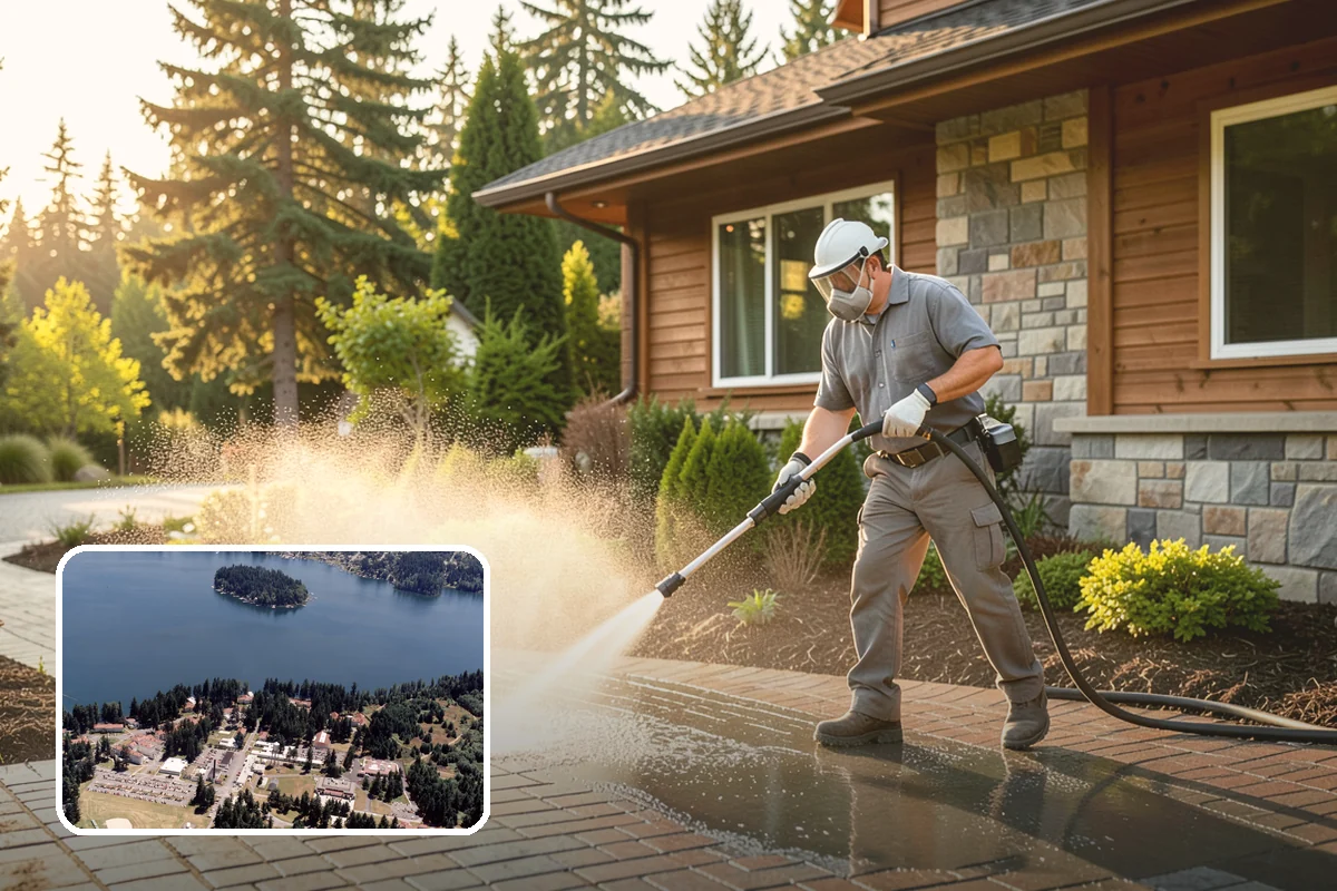 Concrete Driveway Cleaning in Lakewood, Pierce County, WA - Draws ingrained dirt out of porous concrete pores