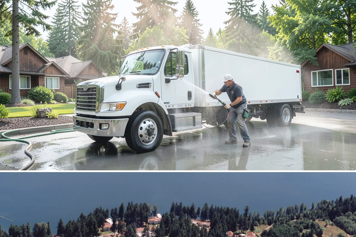 Concrete Driveway Cleaning in Lakewood, Pierce County, WA - Clean concrete driveways in dry weather so the surface can dry evenly before sealing or reuse.