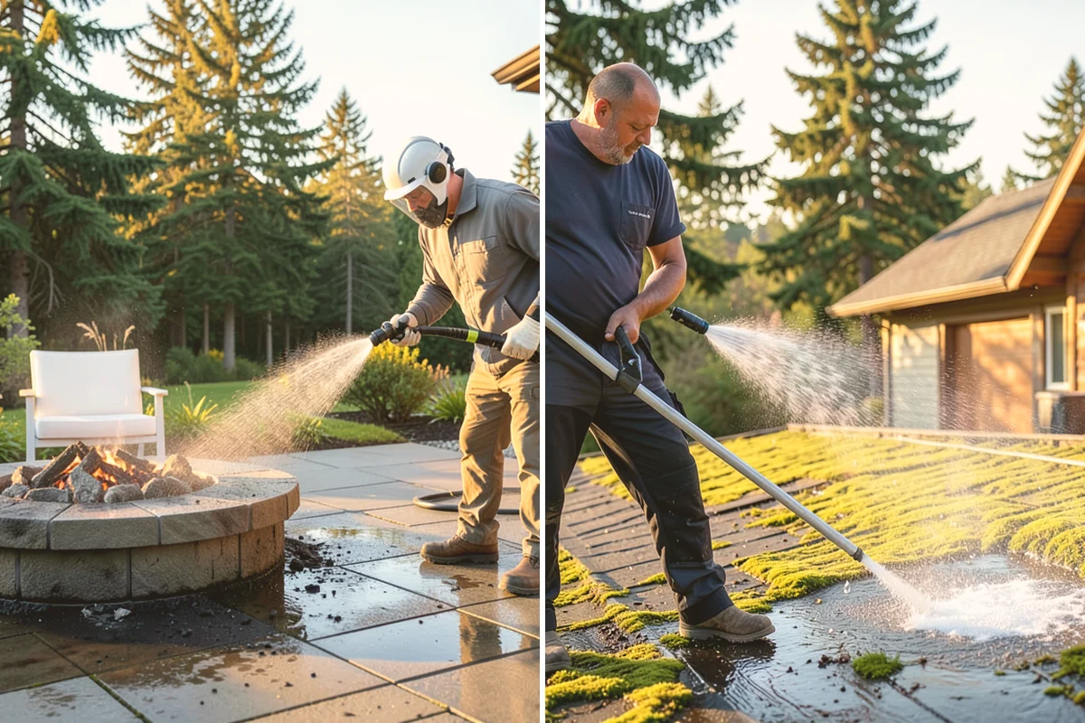 Concrete Driveway Cleaning in Lynnwood, Snohomish County, WA - Clear the surface and spot-treat stains and growth