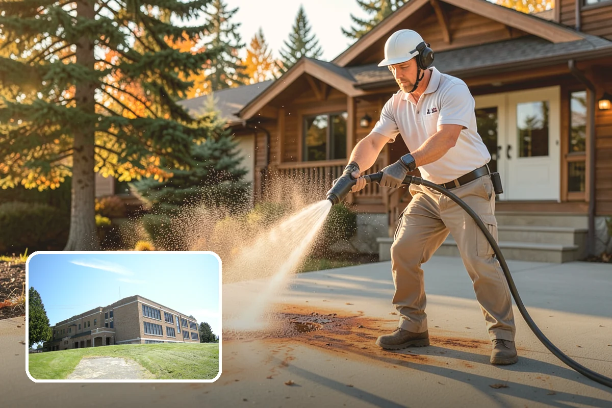 Concrete Driveway Cleaning in Maple Valley, King County, WA - Draws ingrained dirt out of porous concrete pores