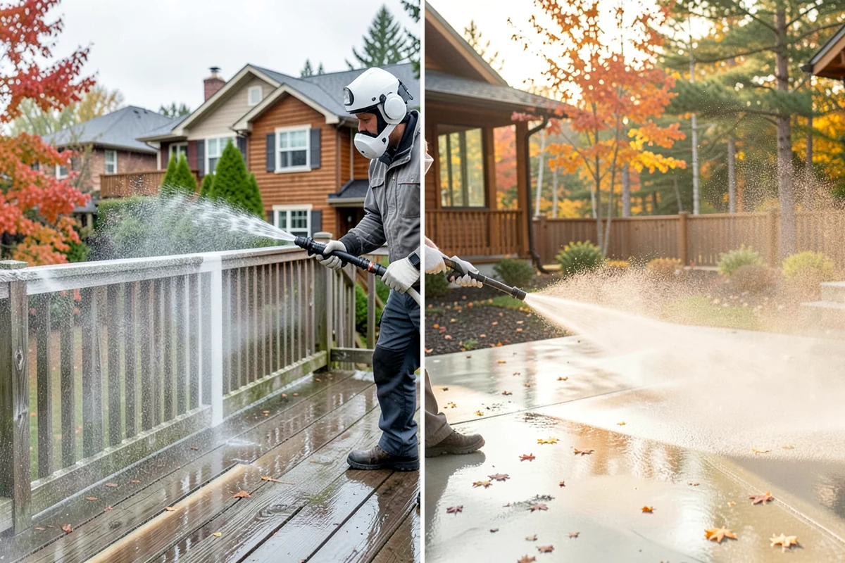 Concrete Driveway Cleaning in Maple Valley, King County, WA - Clear the surface and spot-treat stains and growth