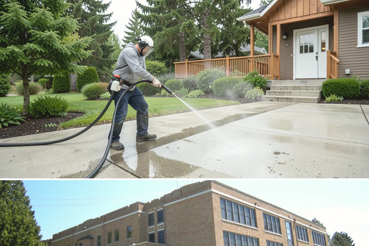 Concrete Driveway Cleaning in Maple Valley, King County, WA - Clean concrete driveways in dry weather so the surface can dry evenly before sealing or reuse.