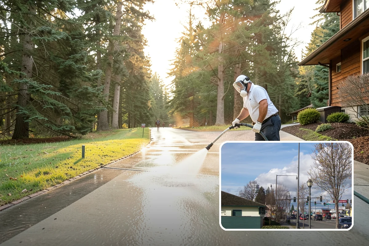 Concrete Driveway Cleaning in Marysville, Snohomish County, WA - Draws ingrained dirt out of porous concrete pores