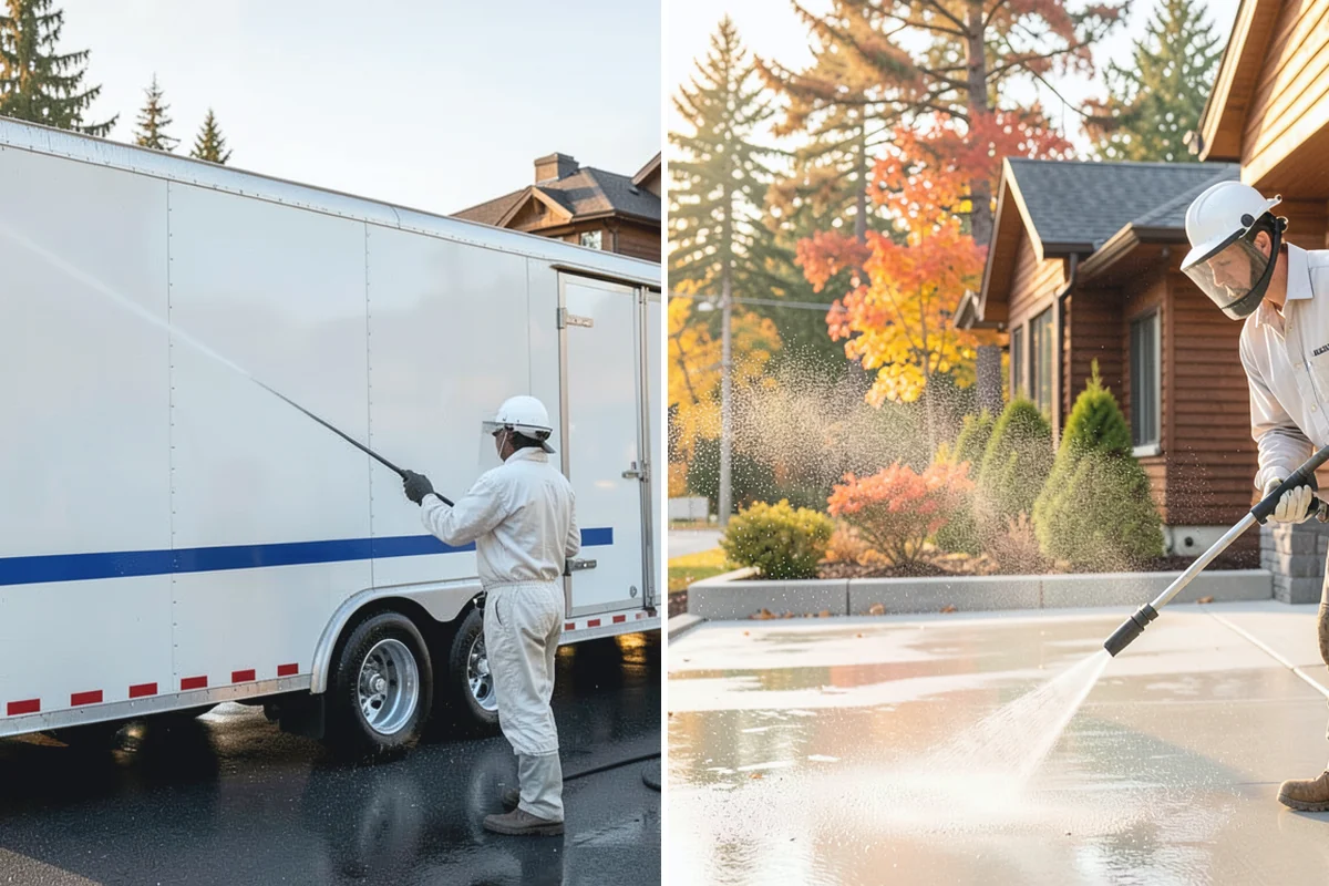 Concrete Driveway Cleaning in Marysville, Snohomish County, WA - Clear the surface and spot-treat stains and growth