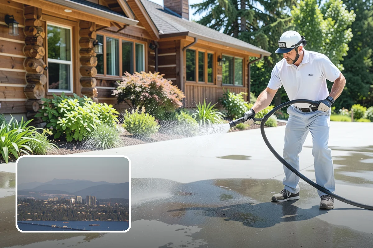 Concrete Driveway Cleaning in Medina, King County, WA - Draws ingrained dirt out of porous concrete pores