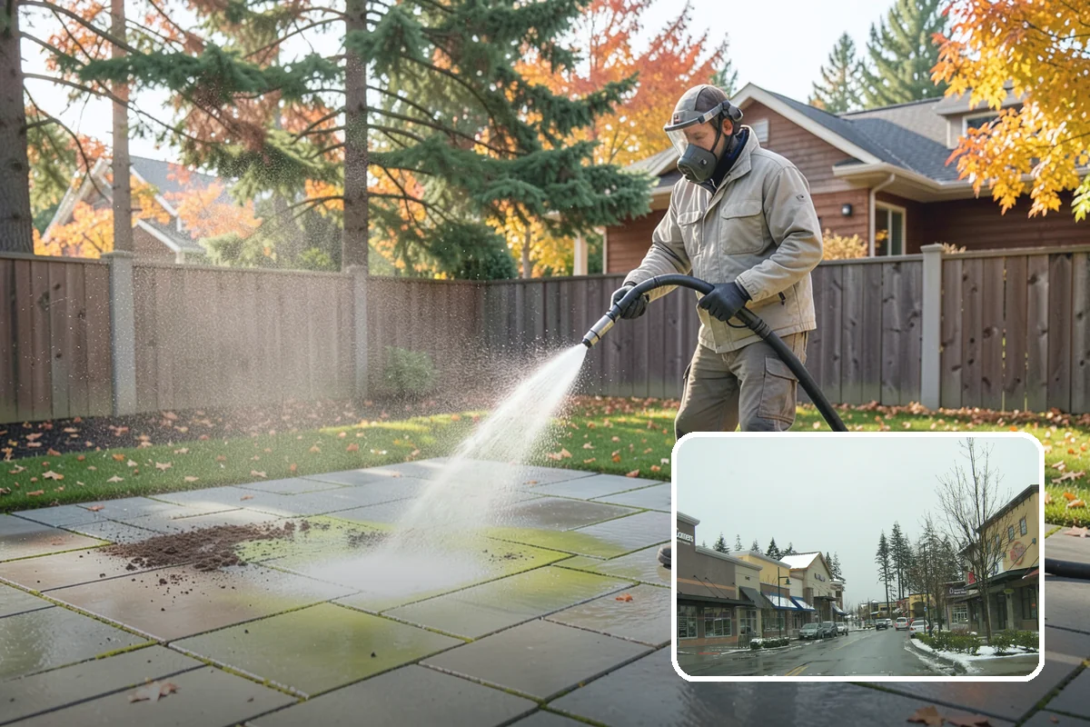 Concrete Driveway Cleaning in Mill Creek, Snohomish County, WA - Draws ingrained dirt out of porous concrete pores