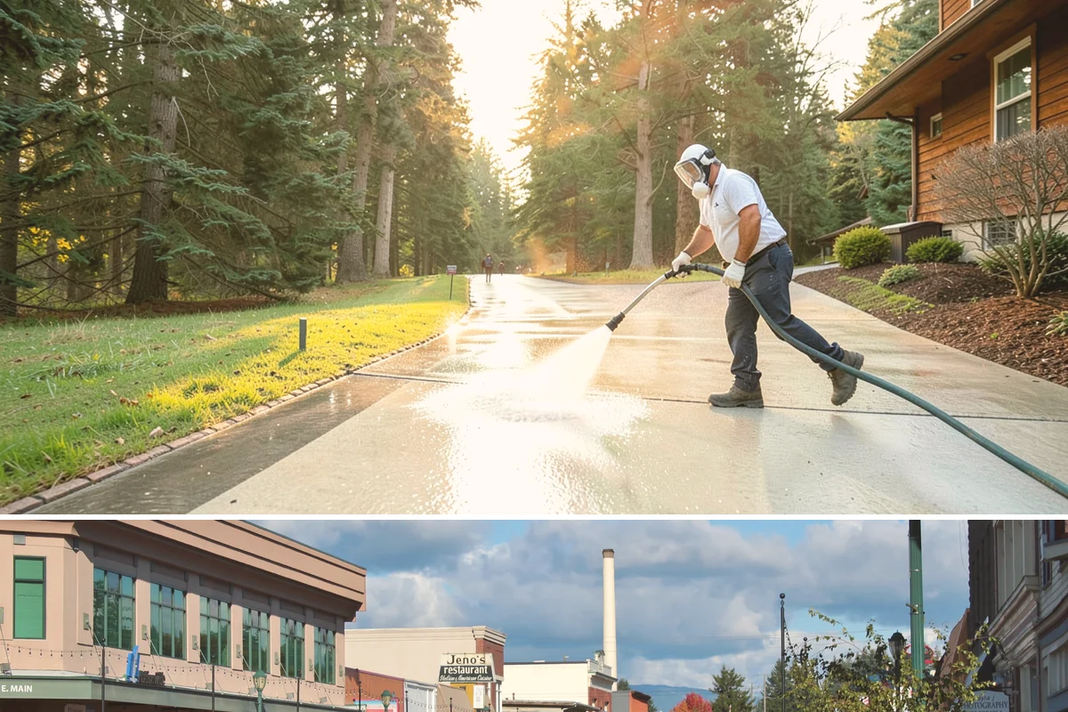 Concrete Driveway Cleaning in Monroe, Snohomish County, WA - Clean concrete driveways in dry weather so the surface can dry evenly before sealing or reuse.
