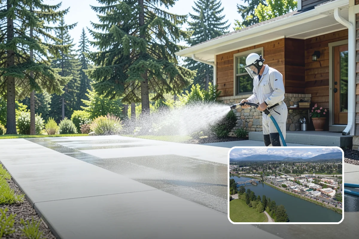 Concrete Driveway Cleaning in Mount Vernon, Skagit County, WA - Draws ingrained dirt out of porous concrete pores
