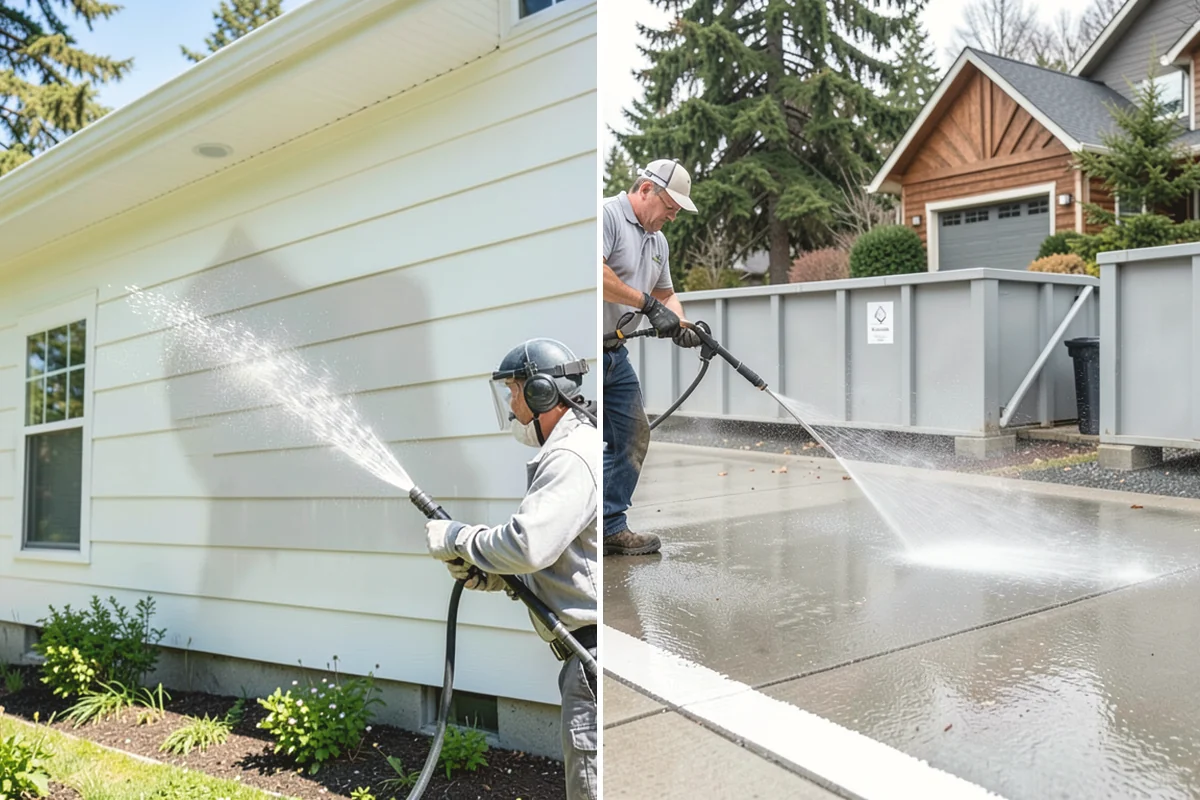 Concrete Driveway Cleaning in Mountlake Terrace, Snohomish County, WA - Clear the surface and spot-treat stains and growth