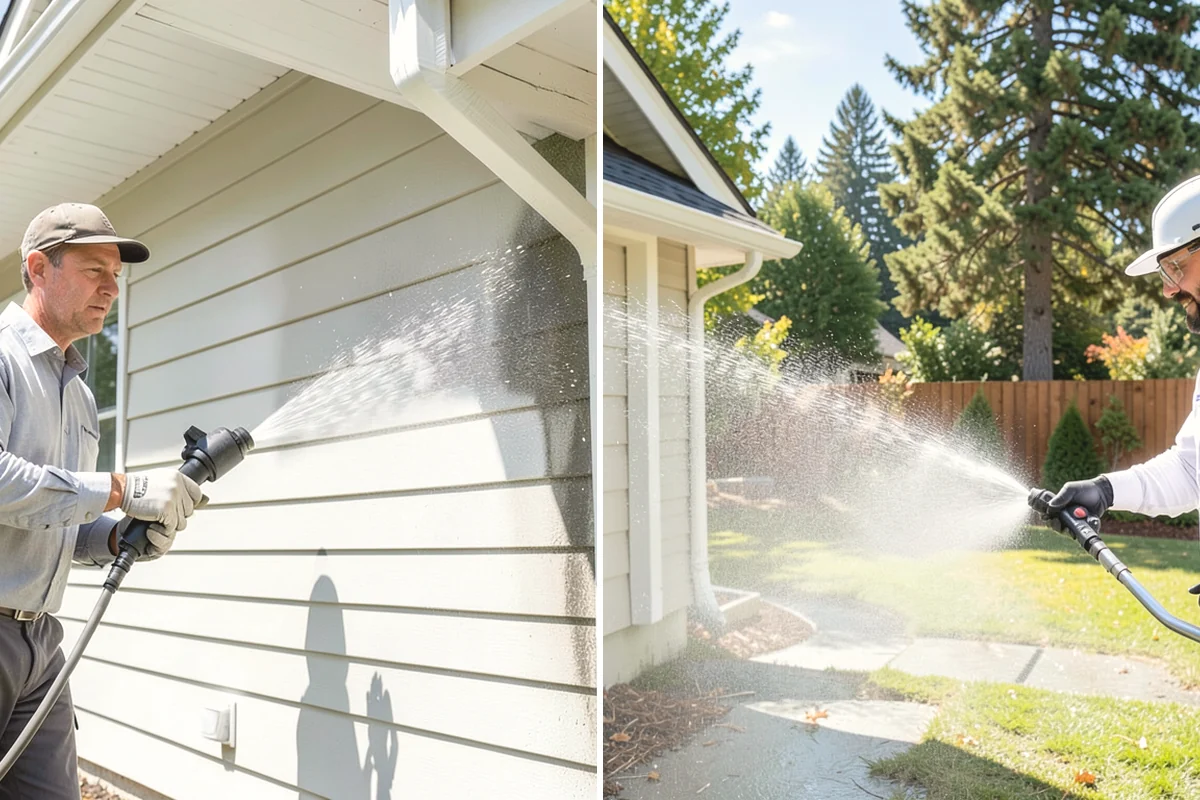 Concrete Driveway Cleaning in Mukilteo, Snohomish County, WA - Clear the surface and spot-treat stains and growth