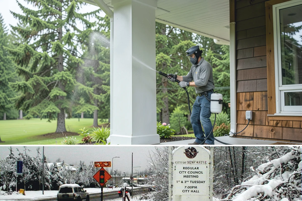 Concrete Driveway Cleaning in Newcastle, King County, WA - Clean concrete driveways in dry weather so the surface can dry evenly before sealing or reuse.