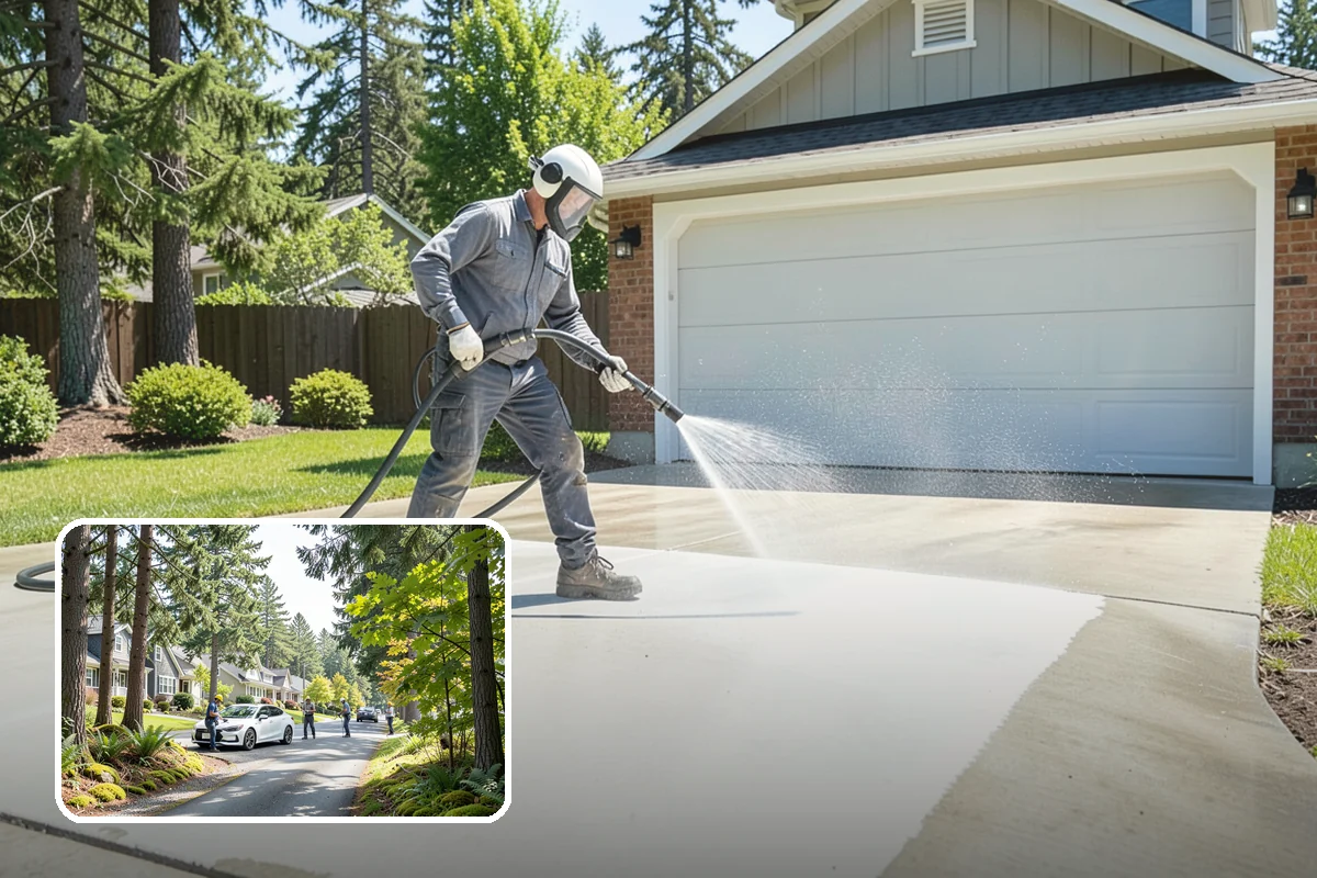 Concrete Driveway Cleaning in Normandy Park, King County, WA - Draws ingrained dirt out of porous concrete pores