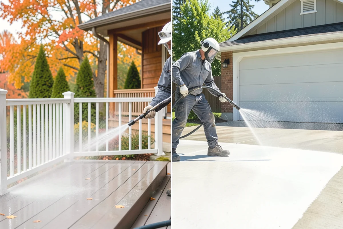 Concrete Driveway Cleaning in North Bend, King County, WA - Clear the surface and spot-treat stains and growth