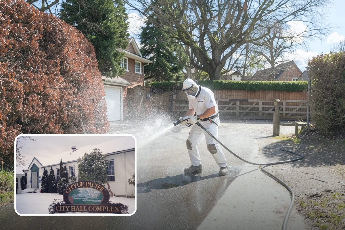 Concrete Driveway Cleaning in Pacific, King County, WA - Draws ingrained dirt out of porous concrete pores