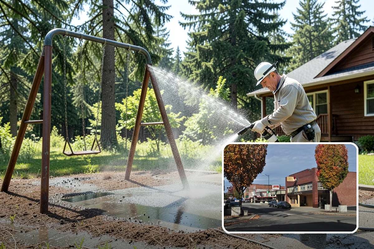 Concrete Driveway Cleaning in Puyallup, Pierce County, WA - Draws ingrained dirt out of porous concrete pores