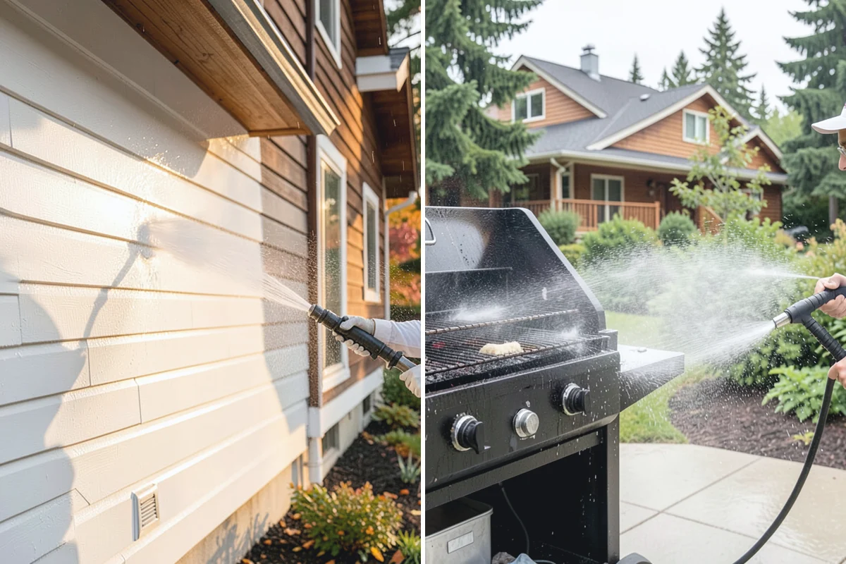 Concrete Driveway Cleaning in Roy, Pierce County, WA - Clear the surface and spot-treat stains and growth