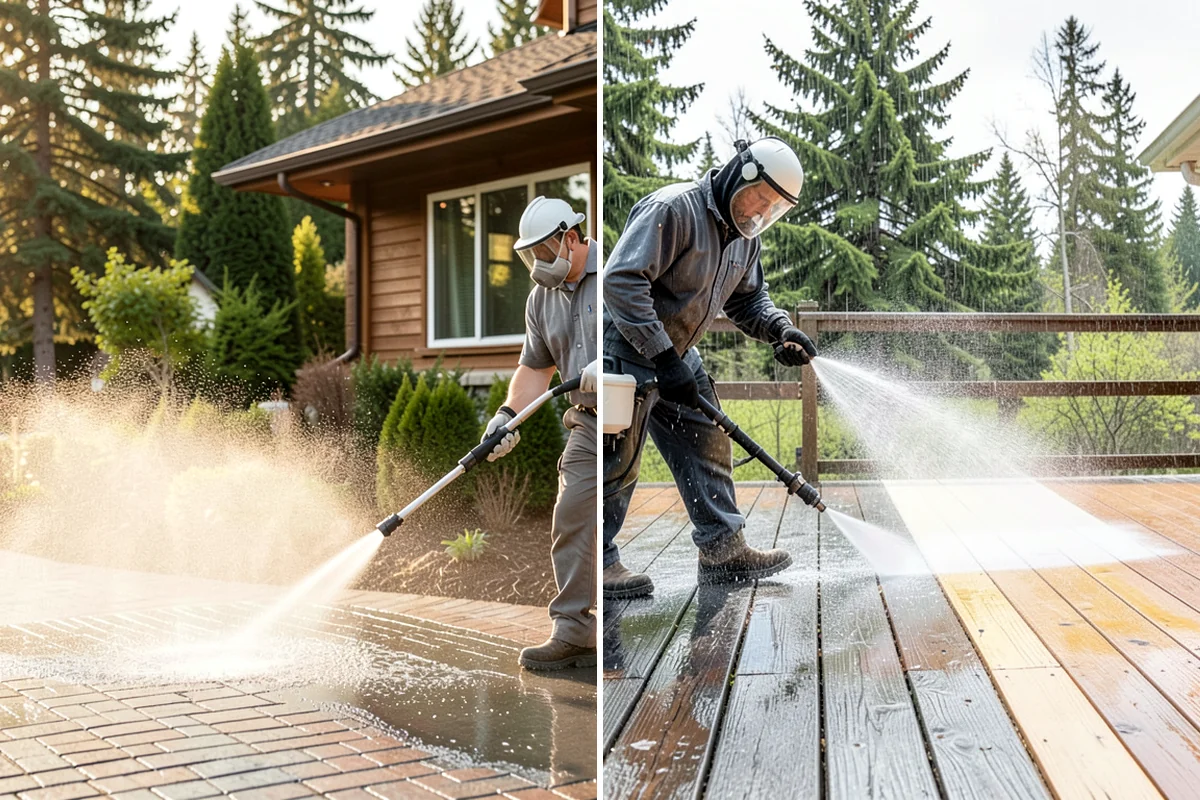Concrete Driveway Cleaning in Seattle, King County, WA - Clear the surface and spot-treat stains and growth