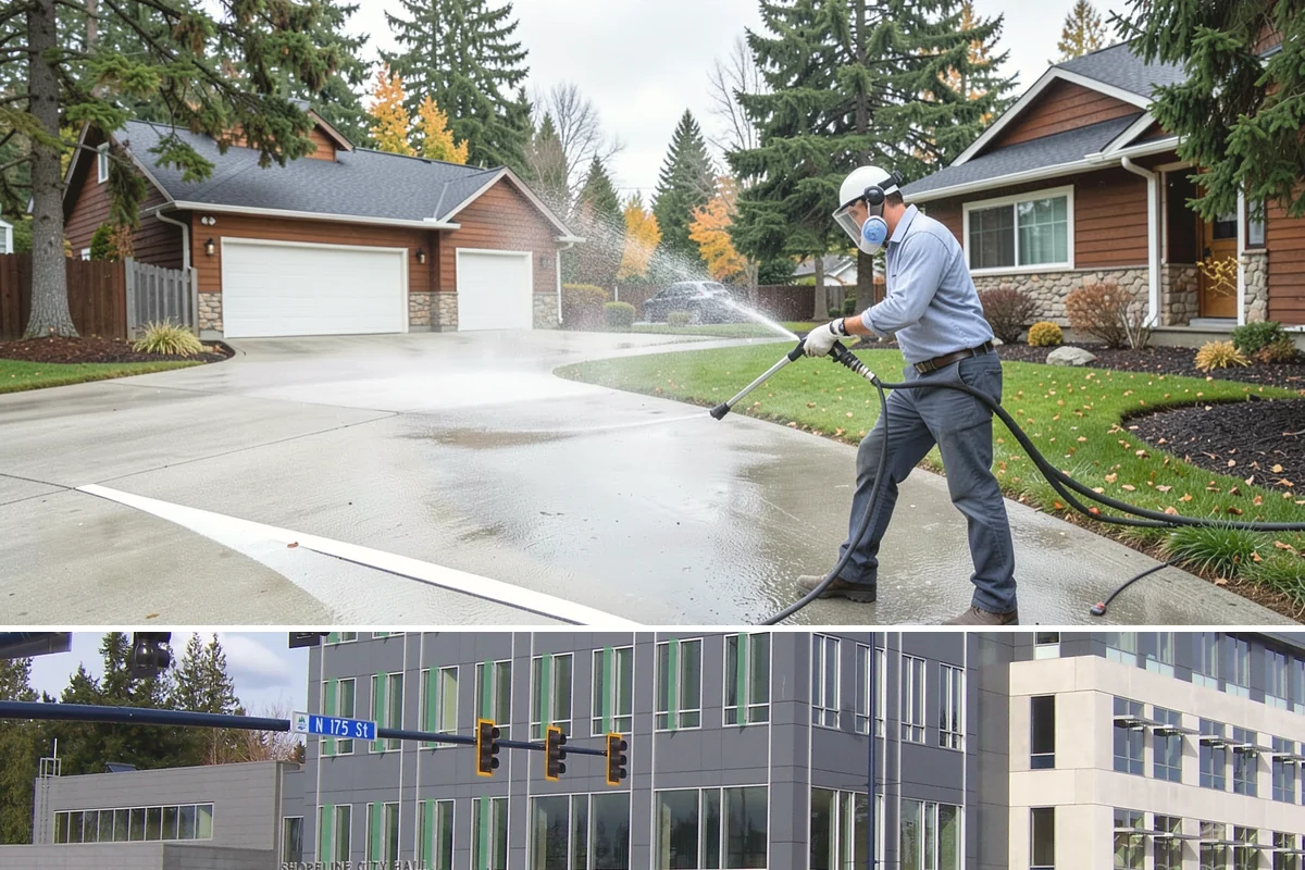Concrete Driveway Cleaning in Shoreline, King County, WA - Clean concrete driveways in dry weather so the surface can dry evenly before sealing or reuse.