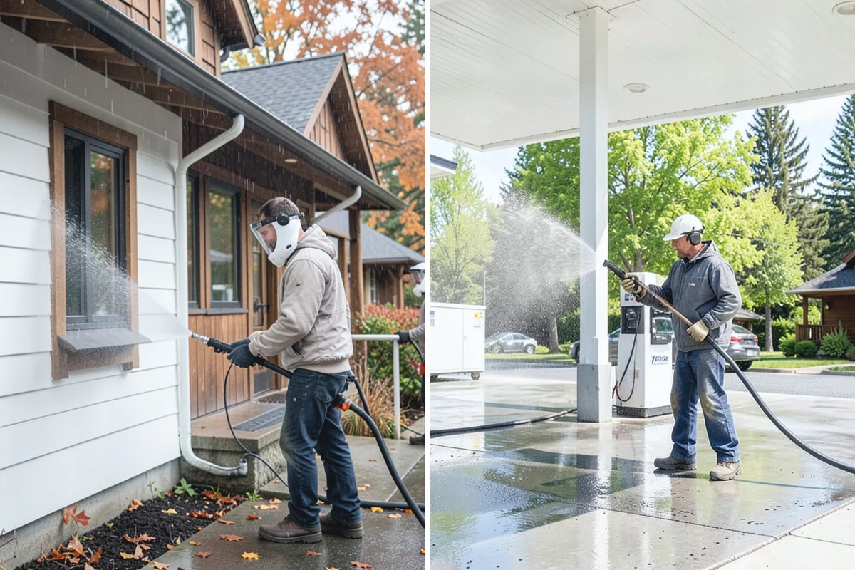Concrete Driveway Cleaning in Skykomish, King County, WA - Clear the surface and spot-treat stains and growth