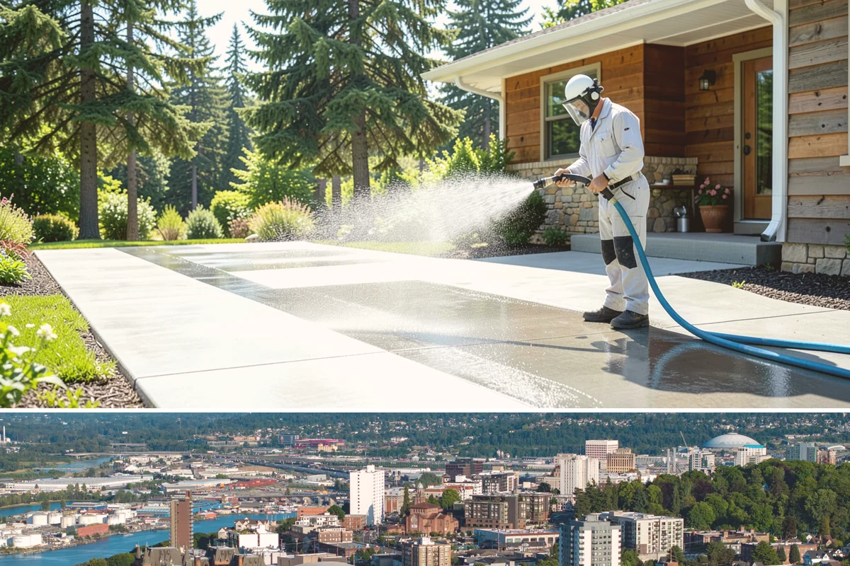 Concrete Driveway Cleaning in Tacoma, Pierce County, WA - Clean concrete driveways in dry weather so the surface can dry evenly before sealing or reuse.