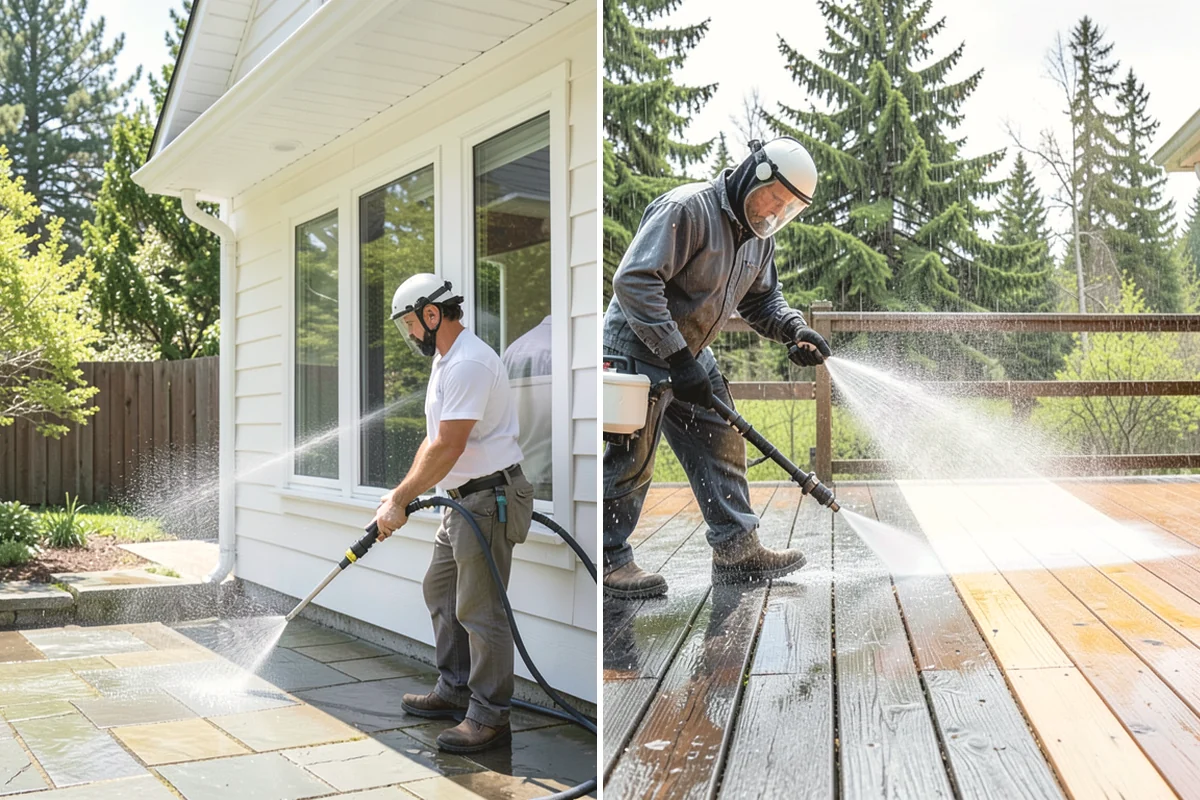 Concrete Driveway Cleaning in Tukwila, King County, WA - Clear the surface and spot-treat stains and growth