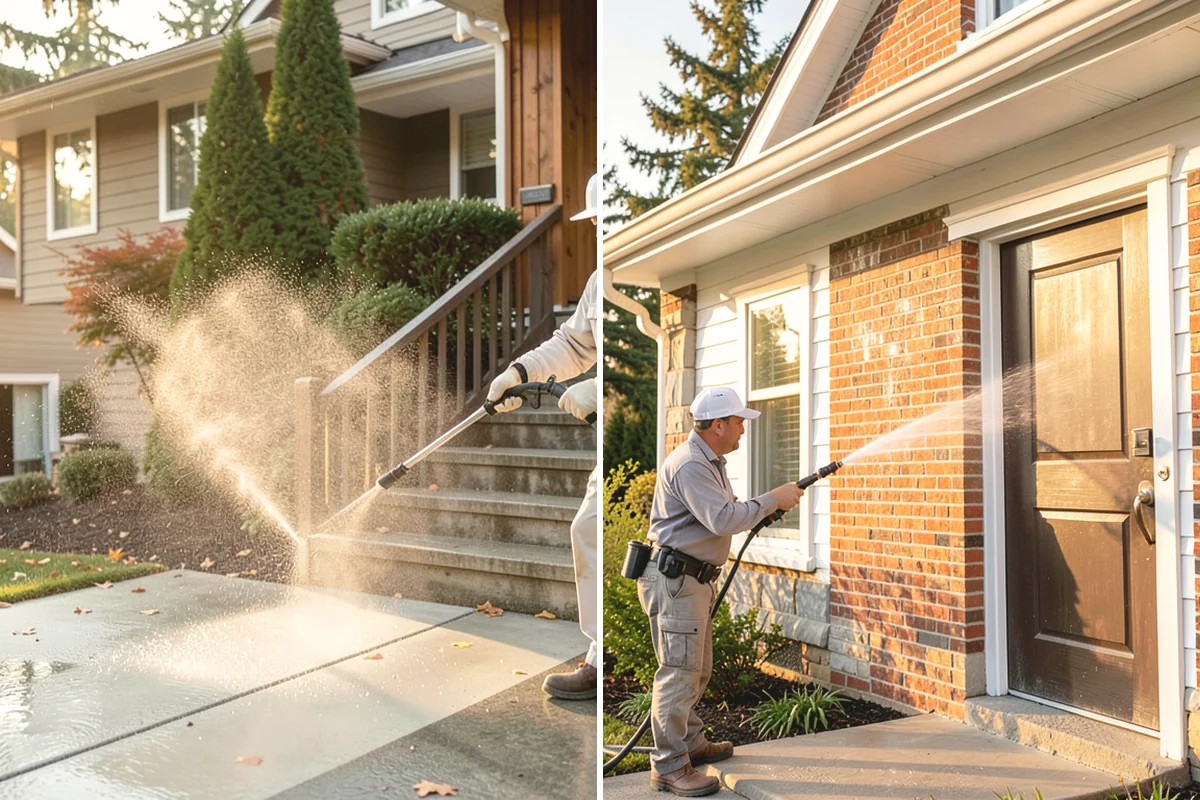 Concrete Driveway Cleaning in Yarrow Point, King County, WA - Clear the surface and spot-treat stains and growth