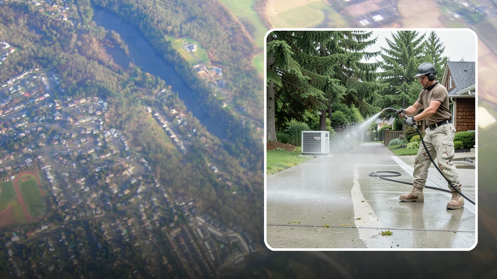 Concrete Pad Cleaning in Algona, King County, WA - Refresh AC pads, shed pads, and utility slabs that collect moss and debris in the damp Northwest climate.
