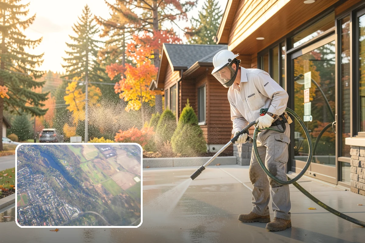 Concrete Pad Cleaning in Algona, King County, WA - Clears moss from low, shaded utility slabs